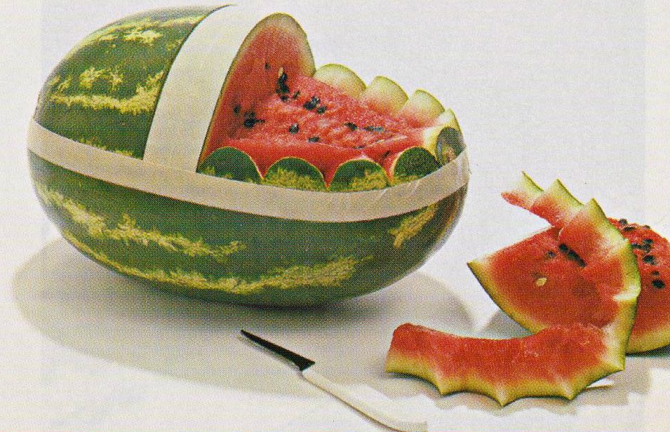 Carving a watermelon. Four easy steps.